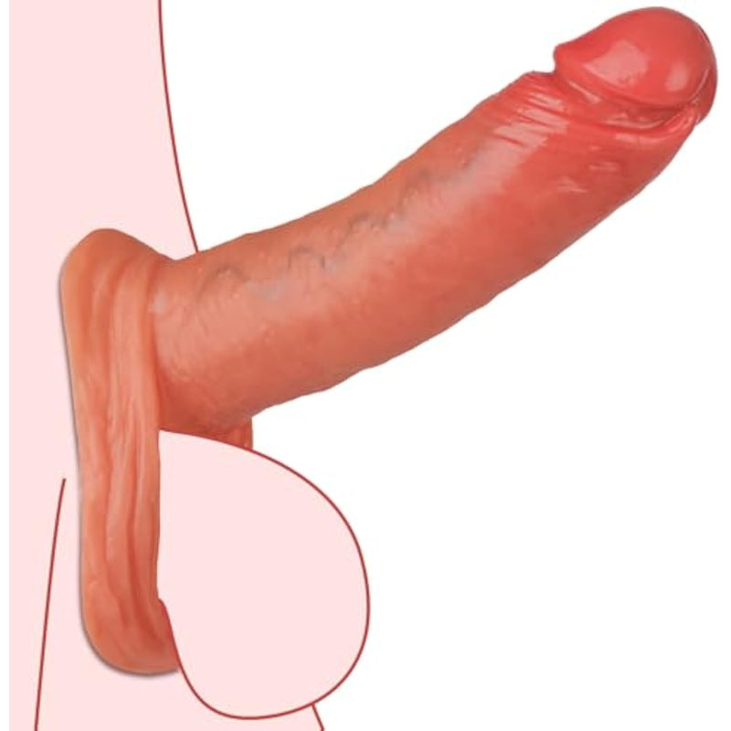 Penis Sleeve 1.5" Cock Extender Body Safe Liquid Silicone Cock Sleeve Realistic Penis Enlarger For Erection Enhancement, Adult Men Sex Toys Reusable Penis Extender (Inside Length 4.3'')