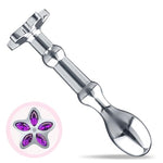 Small Anal Plug Beginner Width Flowers Purple Jeweled Butt Plug, Graduated Anus Beaded Training Adult Sex Toy for Women Men and Couples (110mm)
