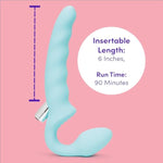 Strapless Strap On Vibrating Dildo - Flexible 7 Inch Dildo For Women - Curved Rippled Shaft For G-Spot Stimulation - Rechargeable Bullet Vibrator - Adult Sex Toy - Waterproof - Aqua