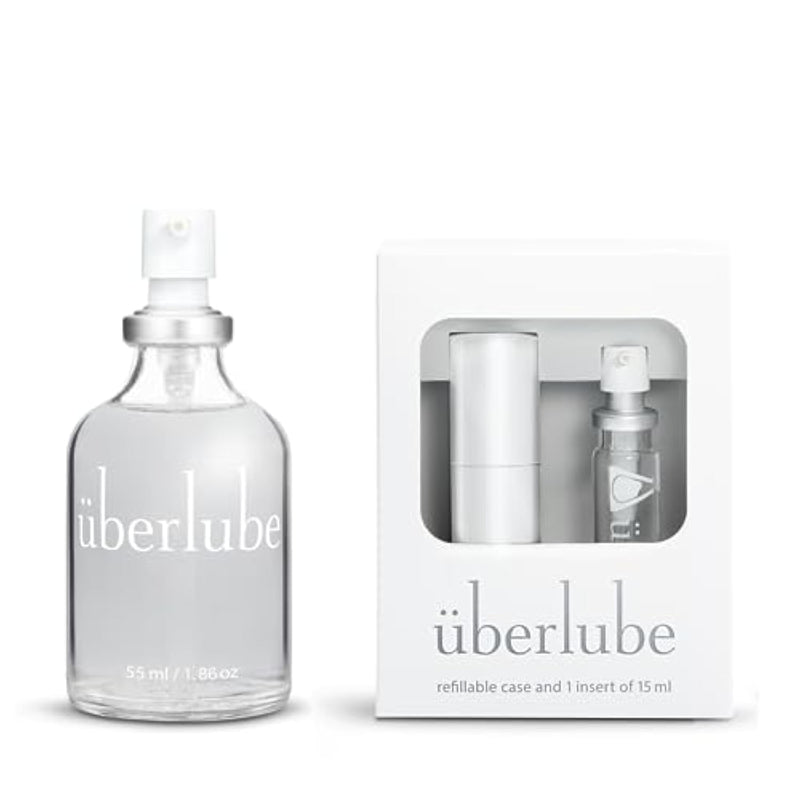 Home And Travel Bundle - Pearl White Travel Lube Kit + 55Ml Bottle Silicone Lube, Unscented, Flavorless, Works Underwater - 55Ml + White Kit