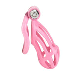 Male Chastity Cage Long Cock Cage With Push Lock And 5 Different Arc Rings Sex Toys Lightweight And Breathable Penis Cage Resin Sissy Chastity Device For Male Penis Bondage (Pink)
