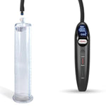 Magna Black Electric Penis Pump - 9" X 2.00" Diameter - Lcd Smart Handheld Usb Rechargeable Untapered Acrylic Round Flange Quick-Disconnect Cylinder