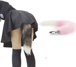 Ooiixx Sexy Fox Tail Cosplay Anal Plug Anal Butt Plug Adult Sex Toys for Women Men Couple Stainless Steel Anal Plug (18" Pink)