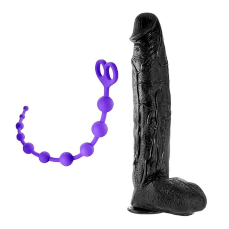 Silicone Anal Beads + 3" Diameter Huge Thick Dildo