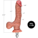 8.86" Dual-Density Silicone Dildo, Curved Dong With Veins, 6.3" Insert-Able Length, Compatible With Kliclok System Sex Machine - Intermediate Series