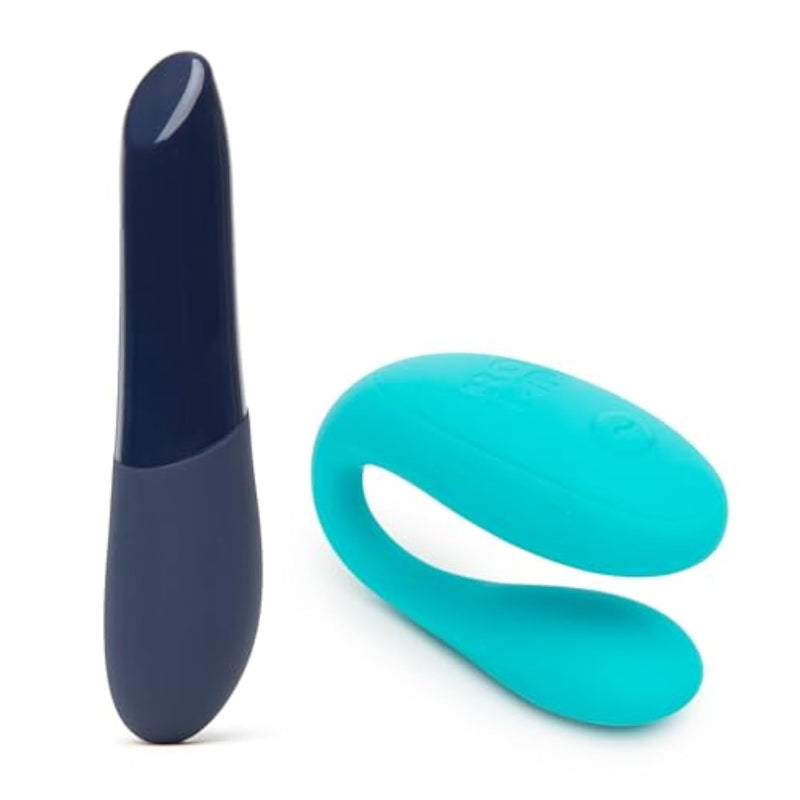 ROMP Join Teal C-Shaped Couples Vibrator & We-Vibe Tango X Blue Powerful Mini Massager Vibrator - Couples Sex Toys Bundle