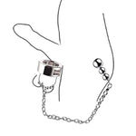 Stainless Steel Cock Ring With Chain Metal Anal Plug Weighted Penis Restraint Toys With Heavy Beads