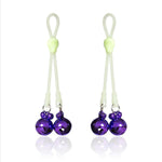 Adjustable Nipple Clips With Bells Luminous Non Piercing Breast Nipple Clamps Skull Noose Nipple Jewelry (Green Purple)