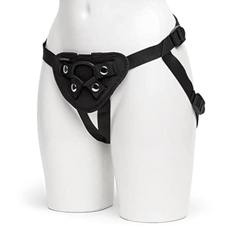 Universal Strap On Harness - Simple Adjustable Harness For Pegging - Includes 3 O-Rings - Pocket For Bullet Vibrator - Machine Washable - Black