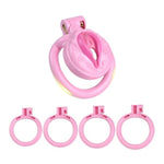 Sissy Toys Chastity Cage Set Sex Toy Male Cock Cages With 4 Different Sized Curved Rings And Invisible Lock Lightweight Resin Chasity Devices For Exercising Man'S Penis (B)