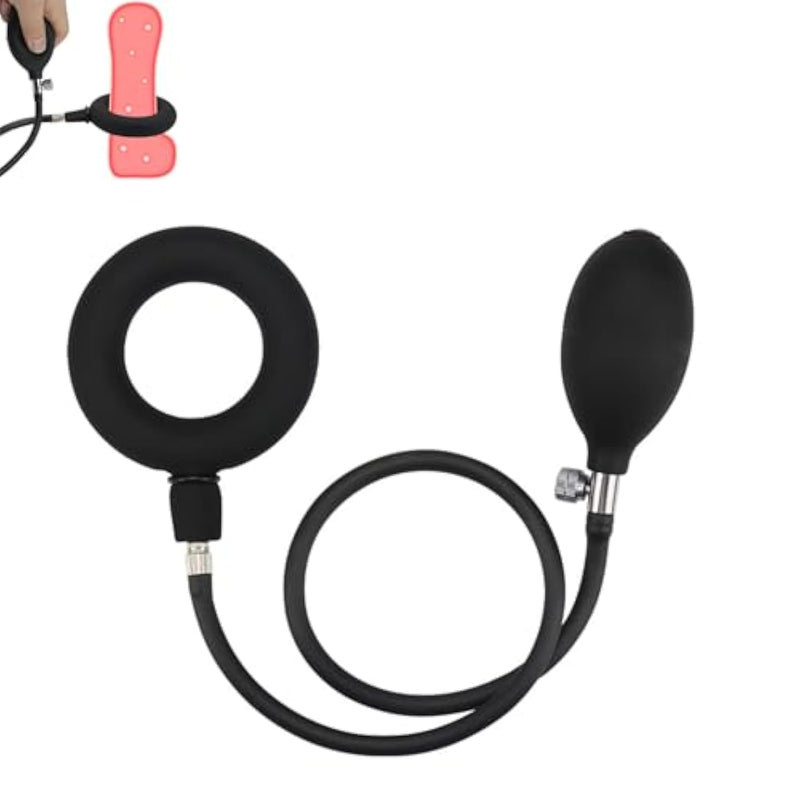 Silicone Cock Ring For Male Inflate Expand Penile Ring With Press To Inflate Chastity Training Erection Cock Rings Scrotal Restraint Ring Delay Exercise Device Sex Toys For Couples (Black)