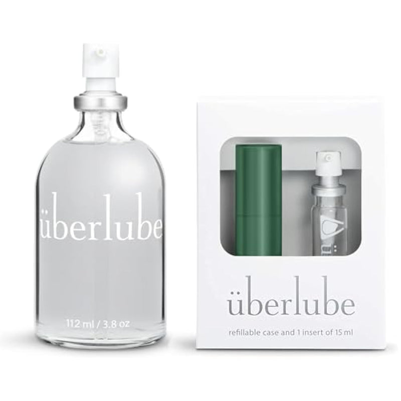 Home And Travel Bundle - Green Velvet Chaise Travel Lube Kit + 112Ml Bottle Silicone Lube, Unscented, Flavorless, Works Underwater - 112Ml + Green Velvet Chaise Kit