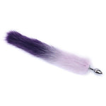 2Pcs/Set Fox Tail Anal Butt Plug Bunny Tail Stainless Steel Plug Sexy Toys Flirting Tools For Adults Cosplay &Sm Role Play Gradient (Purple)