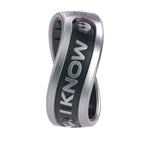 Star Wars Silicone Ring - Comfortable And Flexible Design - I Know You (English) - Icy Silver/Black Pearl - Size 11