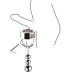 Stainless Steel Cock Ring With Chain Metal Anal Plug Weighted Penis Restraint Toys With Heavy Beads