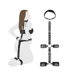 Neck To Wrist And Ankle Adult Restraints Kit, Sex Toys For Women Restraints Bondage Set T,Adjustable Pu Leather Leg Straps Handcuffs Collar, Bed Sex Game Play For Beginner