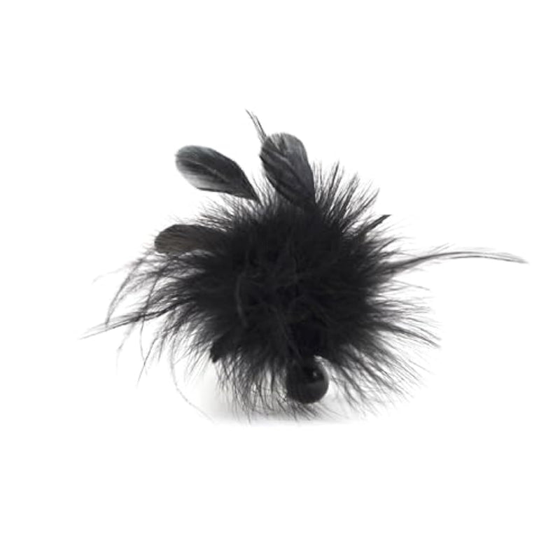 Pom Pom Feather Tickler – Soft Marabou Feather Sensual Teaser – Body Tickle Toy For Couples – Luxury Erotic Massage & Foreplay Accessory – Black