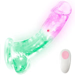 Clear Glowing Dildo Vibrator With Strong Suction Cup, 8 Inch Realistic Gay Sex Toy With 10 Vibrating Modes, Adult Sex Toys For Women With Remote Control, Vibrators For G-Spot, Anal, Vagina