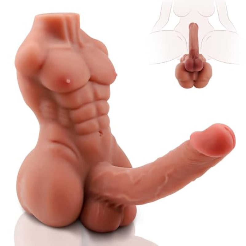 Male Sex Doll With Huge Flexible Dildo - 4.8Lb Realistic Muscular Torso Sex Dolls With 7.7In Dildo For Women Masturbation, Tight Anal For Mens Gay Sex Toys, Unisex Masturbator For Female Male Couples