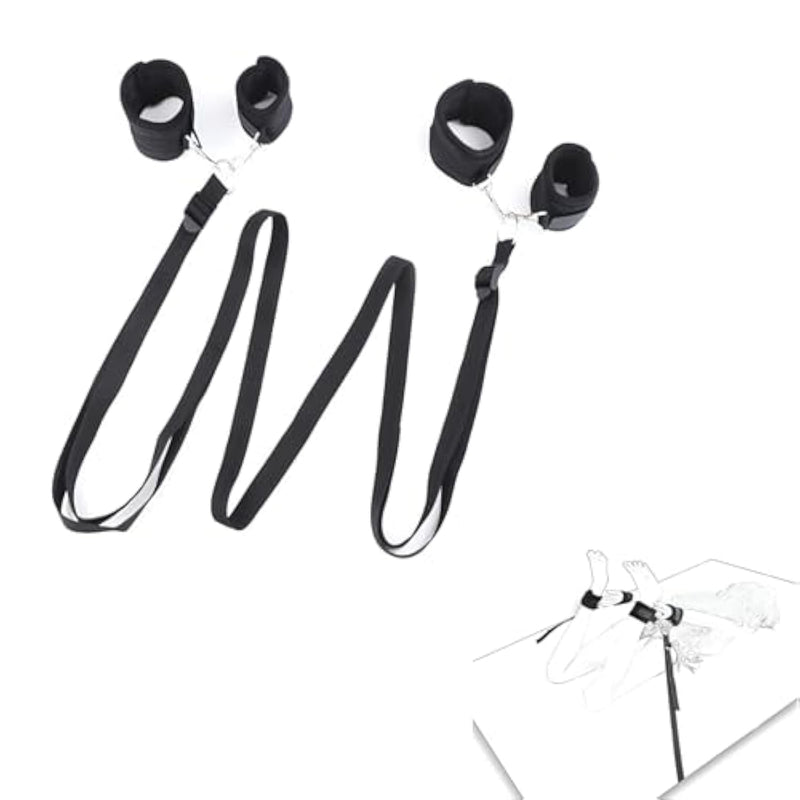 One-Piece Bdsm Restraints Kit Fetish Adult Sex Toys Wrist Ankle Cuff Adjustable Harness Rope Straps Harness Leg Spreaders Sex Bed Bondage Set For Couples Women Men Sm Game Bedroom