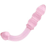 Glass Pleasure Wand, Bent Graduate Crystal Dildo Double Ended Anal Beads Butt Plug For G-Spot Stimulation