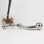 Double Ended Thrusting Stainless Steel Anal Beads, Female G-Spot Stimulation Anal Plug Massage Masturbation, Stainless Steel Waterproof Fake Dildo (S-Shaped Anal Dildo)