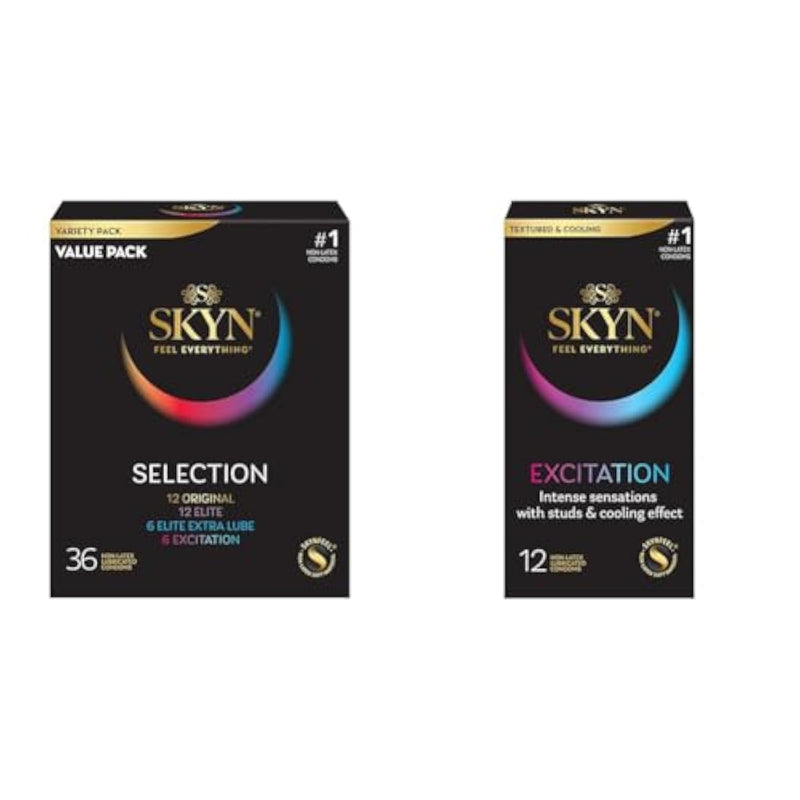 Selection Non-Latex Condoms, Excitation Condoms - Polyisoprene Material, Extra Sensitive, 36 Count Total