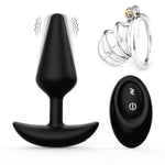 Chastity Cage And Beginner Friendly Vibrating Anal Plug With Remote Control And 12 Vibration Modes