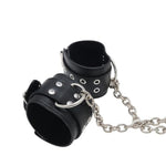 Bondage Handcuffs Set With Metal Butt Plug Lockable Chain Adjustable Leather Sex Handcuff Restraints For Bdsm Play Adult Restraints (Gold)