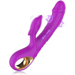 Thrusting Tapping Rabbit Vibrator, Silicone G Spot Clitoral Dildo Vibrator, Triple Stimulation With 8 X 8 X 6 Modes, Waterproof & Rechargeable Adult Sex Toys For Women And Couple (Purple)