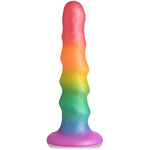 Simply Sweet Zigzag Rainbow Silicone Dildo For Men Women & Couples. Colorful Zigzag Strong Suction Base Dildo. 1 Piece, Rainbow.