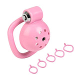 Press-Lock Penis Cage Set With 5 Sizes Rings And Metal Dilator, Flat Chastity Lock Male Small Lightweight Devices For Men Extreme, Adult Bondage Slave Fetish Sm Sex Toy For Men (Pink Cage+Dilator)