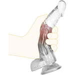 Realistic Dildos Penis With Suction Cup Base For Hands-Free Play, Body-Safe Material Lifelike Penis Flexible Cock With Curved Shaft Balls For Vaginal G-Spot Anal Play (Transparent)