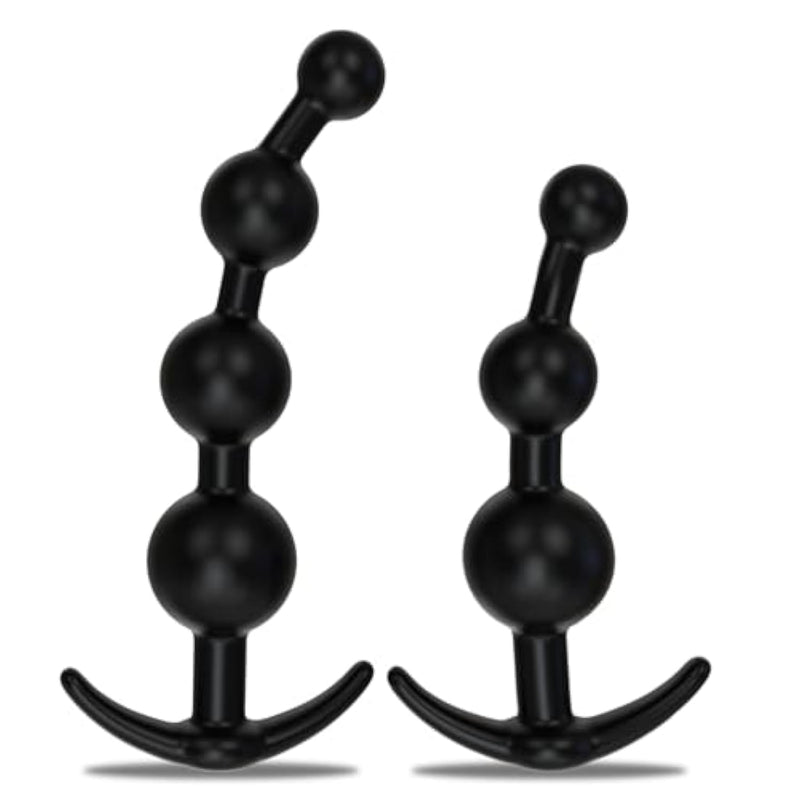 Silicone Anal Beads Anal Beeds Anal Plugs, 2Pcs Butt Plug Anal Toys Set With T- Shaped Base, Anal Butt Plug Sex Toys Prostate Messager For Female G-Spot Stimulator & Male