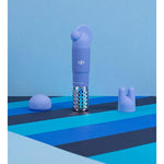 Rose Revitalize Massage Kit - Massager, External Massager Vibrator - 3 Ultrasilk Smooth Puria Silicone Attachments For Pleasure, Stress Relief - Waterproof - Pocket Sized - Periwinkle
