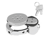 Metal Cock Cage Adjustable In 7 Sizes Sex Toys Male Chasity Devices Flat Chastity Cages With Push Lock And 2 Keys Used To Restrain Man'S Penis Micro Stainless Steel Bondage Gear (A)