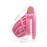 Pink Chastity Cage Cock Cage With 4 Different Sized Penis Rings Honeycomb Ventilated And Breathable Chasity Cage Male Bondage Chasity Device Adult Sex Toys (Flat Ring)