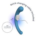 Dual Arc Vibrating Personal Massager for Women and Men - Waterproof USB Rechargeable Silicone Teal