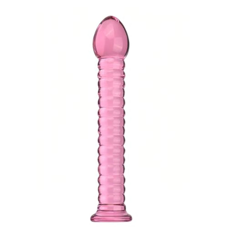 Pink Sex Toys Glass Dildo Wand G-Spot Prostate Massage Anal Butt Plug Stimulator Smooth Waterproof Material With Safety Bottom For Men Women Couples