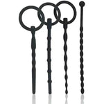 Urethral Probe Wand With Ring Silicone Chastity Holy Urethral Sound Beads Hollow Urethral Plug Probe Urinary Dilator Urethra Masturbation Rod (B)