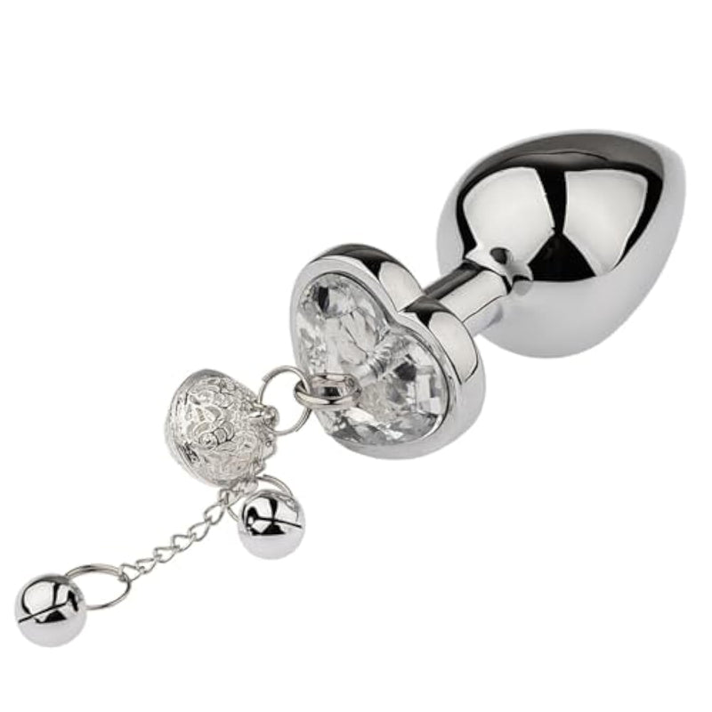 Unisex Bullet Metal Anal Plug With Heart Shaped Jewelry Base Bell Butt Plug Massager Sex Toy
