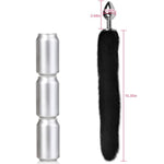 Fox Tail Butt Plug, Metal Anal Plug With Furry Tail, Anal Trainer & Stimulator For Couples, Cosplay, Party Nights Black (L)