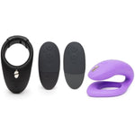 Sync O Purple Remote Control C-Shaped Couples Vibrator & Bond Adjustable Wearable Vibrating Cock Ring - App Controlled Couples Sex Toys Bundle