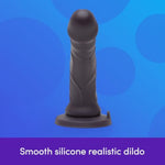 Lifelike Lover Luxe Realistic Dildo - 7 Inch Suction Cup Dildo - Colour Changing Curved Smooth Silicone - Harness Compatible Strap On - Adult Sex Toy - Waterproof - Black/Blue