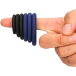 Adult Sex Toys Male Silicone Cock Glans Penis Rings Men Delay Ejaculation, Set Of 6 Multi Sizes (Black Blue)