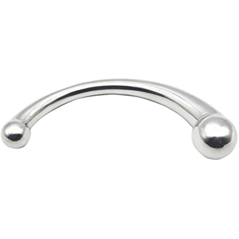 Stainless Steel Curved Dual Ended Dildo, G-Spot P-Spot Stimulator For Anal Play Prostate Massage (Metal Silver)