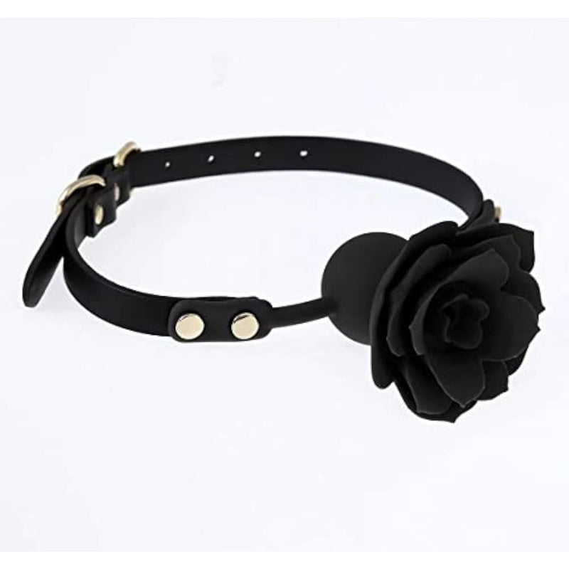 Mouth Gag Breathable Roses Ball Gag Bondage Gags & Muzzles Ballgag Bdsm Sex Toys For Woman, Fetish Adult Games Slave Female Sexy Toy For Couples Cosplay (Black)