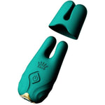 Nave Vibrating Nipple Clamps | Sex Toys For Women | 8 Vibration Modes W/Dual Motors Built-In Tips | Sleek & Slim Design | Turquoise Green