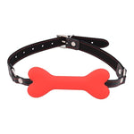 Ball Gag Bondage Silicone Leather Dog Bones Gag Mouth Pet Bone Bite Mouth Gag Bdsm Fetish Slave Restraints Sex Toys (Red)