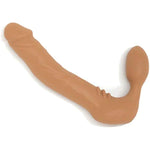 More Strapless Strap-On, Harness-Free Silicone Double Dildo (Without Vibrator) Extra Large Size: 6-3/4" X 1-5/8" Cocoa Tan